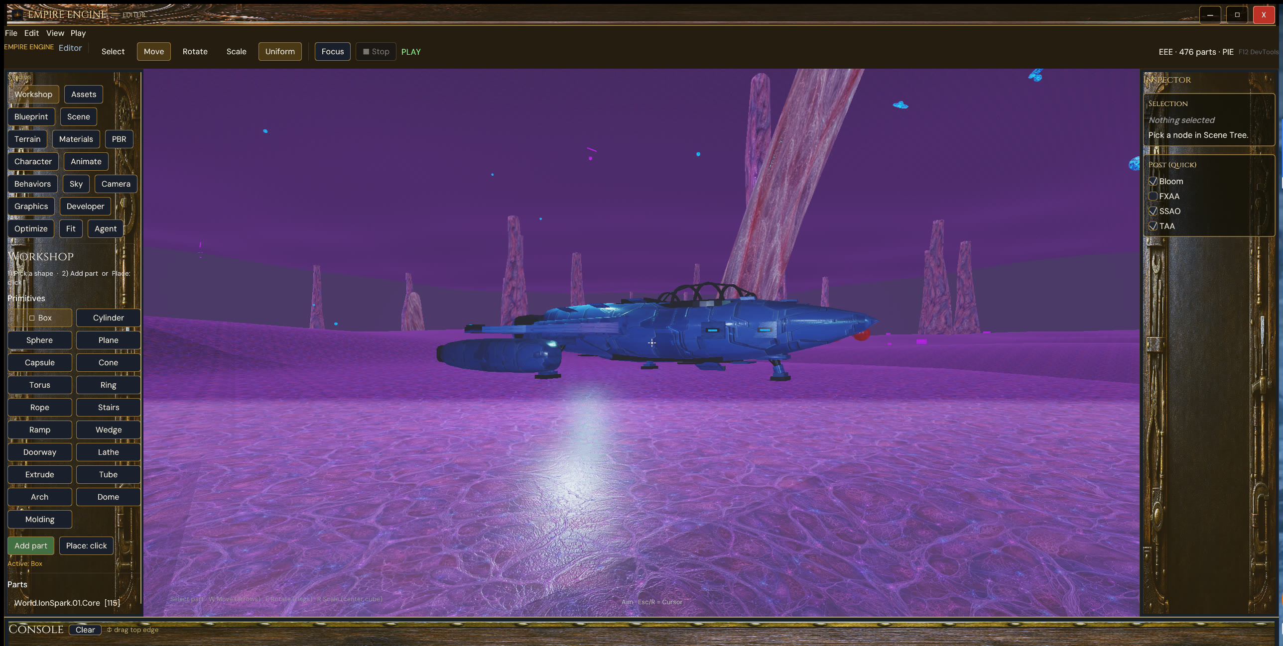 Orbiting the ship in the Maker